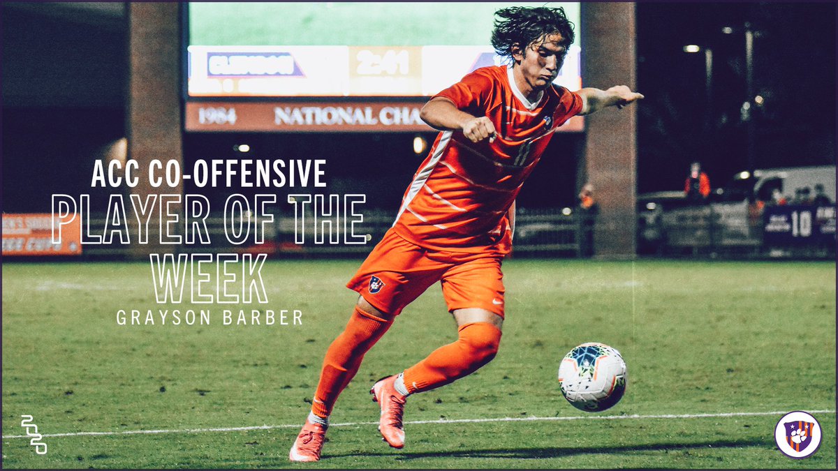 Congratulations to Grayson Barber for being named Co-Offensive Player of the Week by <a href="/ACCMSoccer/">ACC Men's Soccer</a>! 👏⚽️

📰: bit.ly/CU-ACC-POTW
#ClemsonUnited