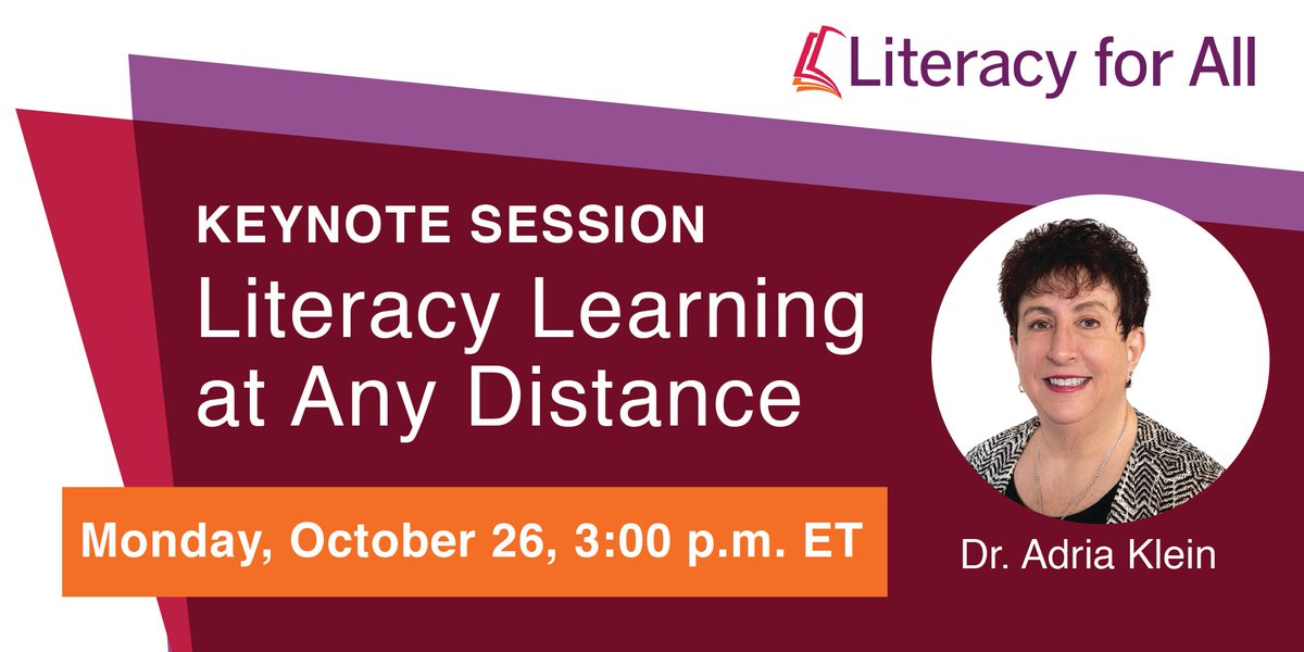 BenchmarkEdu's tweet image. #LiteracyForAll2020 Do not miss out! Join Dr. Adria Klein (
@adriaklein_read) at 3:00 p.m. ET for a keynote session: &apos;Literacy Learning at Any Distance.&apos;