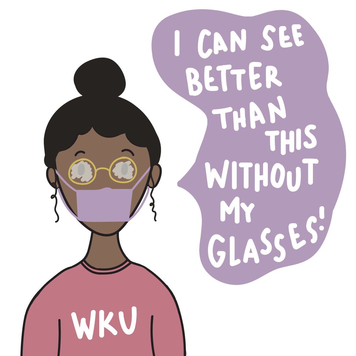 wkutalisman's tweet image. Let's face it (no pun intended), wearing a mask can be a struggle. 🎨: @allymeff_ #WKU #WKUTalisman #WearAMask