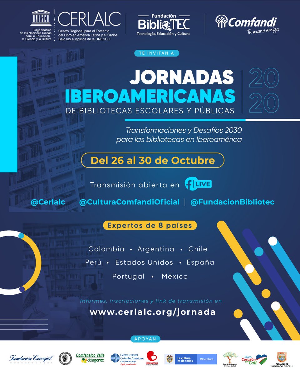 #F2P estará presente en las Jornadas Iberoamericanas de Bibliotecas 2020 con el taller: La #gamificación como recurso educativo y para la formación de lectores y escritores

🗓️ Martes 27 de octubre de 2020
🕟 16:30 pm CO 

Inscríbete ya 👉 cerlalc.org/jornada

<a href="/Cerlalc/">CERLALC</a>