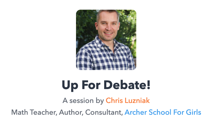 MakeMathMoments's tweet photo. Up For Debate! by @cluzniak 

Check it out at the Make Math Moments Virtual Summit!

Registration is FREE: https://t.co/yl0yiPdZBn

#MMMSummit2020 #mathchat #edchat https://t.co/LGFFc0okO8