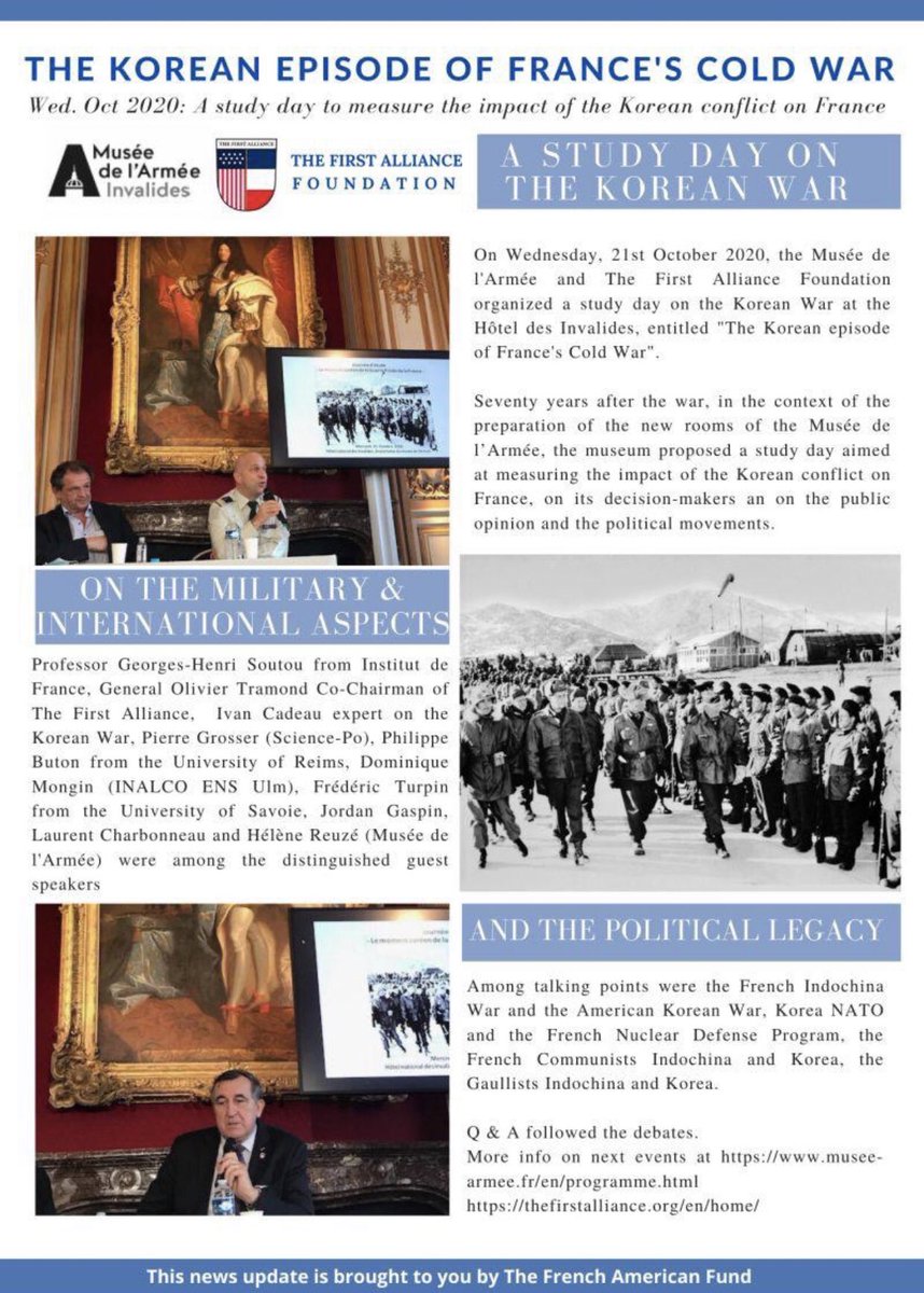 MLaureCharles's tweet photo. Excellente journée d’études  ⁦@MuseeArmee⁩  aux ⁦@INI_Invalides⁩ sur la guerre de Corée (1950-1953) qui a eu lieu pendant la guerre d’Indochine (1946-1954), où les soldats Français étaient beaucoup plus impliqués...Merci aux organisateurs ! ⁦@CESMMarine⁩ ⁦ https://t.co/IhlHx5fRo4