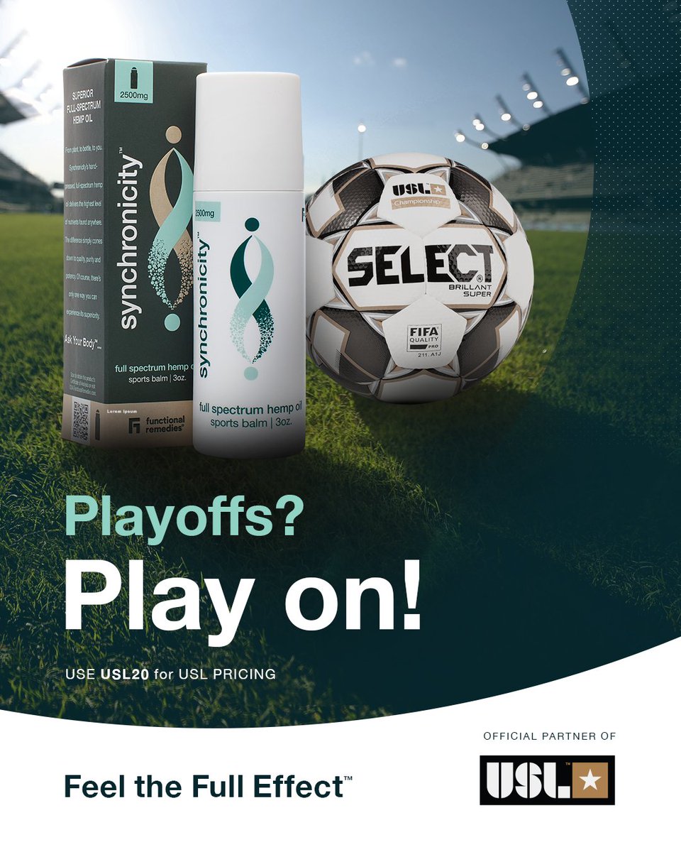 Keep yourself at the 𝘁𝗼𝗽 𝗼𝗳 𝘆𝗼𝘂𝗿 𝗴𝗮𝗺𝗲 with @SyncHempOil ⚽

Try it today with code USL20: uslsc.cr/3kIFbHm