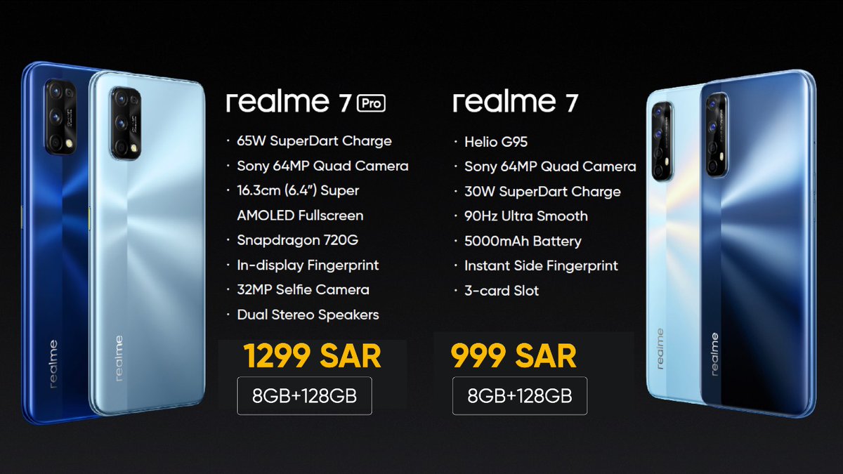 أسعار الهاتفين

هاتف  #Realme7  بسعر 999 ريال 

هاتف #RealmePro بسعر 1299 ريال 

ستتوفر من يوم 29 اكتوبر في اغلب المتاجر الكبرى.

#realme7series 
#ريلمي_السعوديه