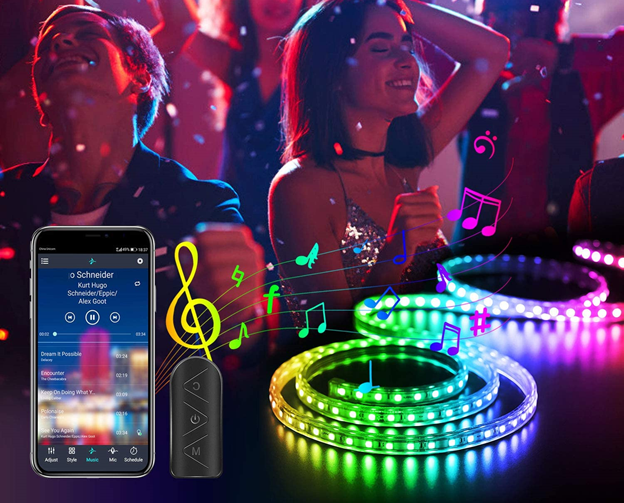 TodoSmartSRL's tweet photo. Tiras de luz LED con modo de música inteligente, micrófono ajustable de sensibilidad, que crea romance, relajación, ambiente de fiesta con música, donde el color de las luces cambiará con los ritmos de música o tu micrófono. https://t.co/TFo3bxceJy