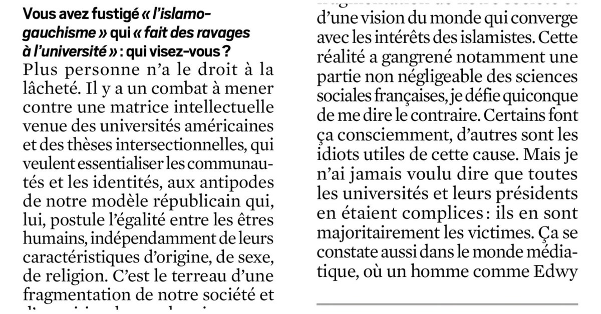 C'est avec effarement que nous avons pris connaissance de l'attaque du ministre  @jmblanquer envers les sciences sociales françaises, dans un article paru dans  @leJDD le 24 octobre. Les propos tenus sont inadmissibles.