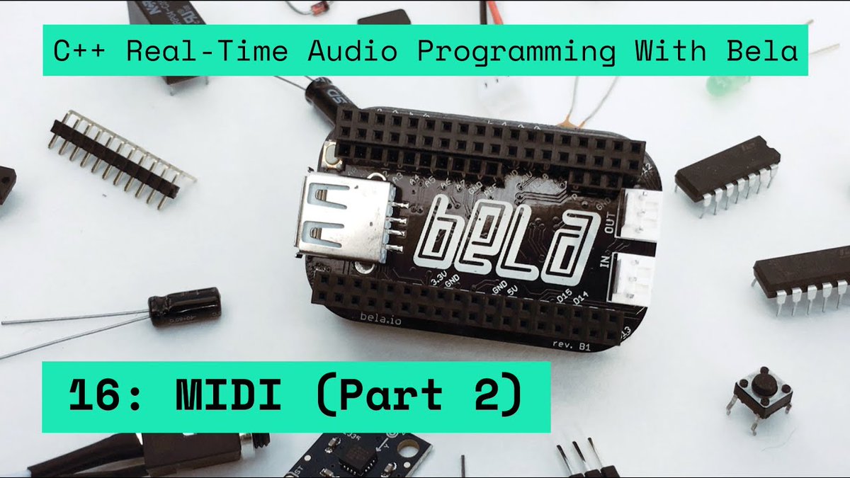 BelaPlatform's tweet image. The next lecture of C++ Real-Time Audio Programming with Bela is now up on YouTube: youtu.be/no-iO3mAnr8

We return to MIDI and take a deep look at the pitch and mod wheel for vibrato and portamento effects.

#makeathome #midi #opensource #hackadayu @beagleboardorg