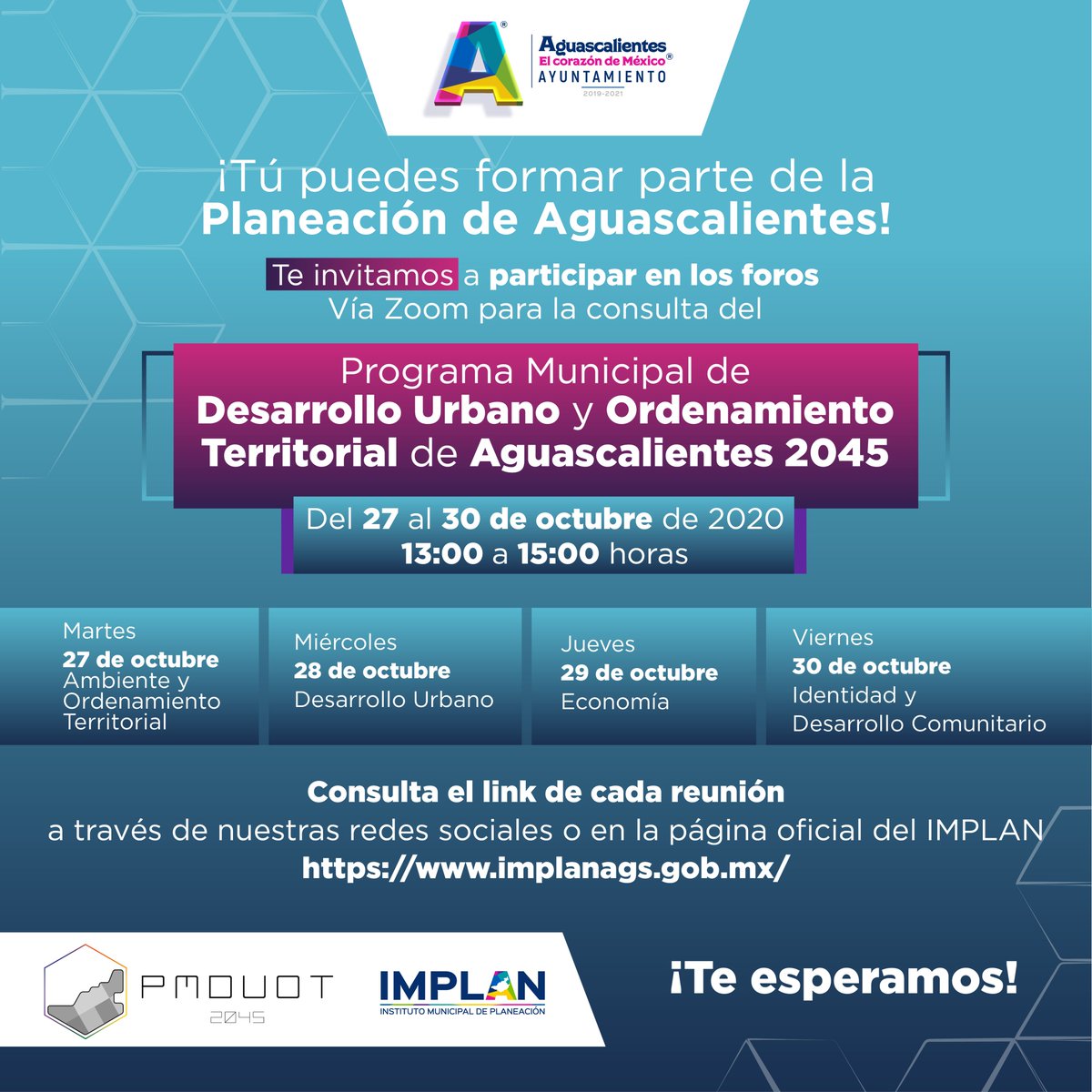 ¡Tú puedes formar parte de la Planeación de Aguascalientes! #ImplanAGS2020