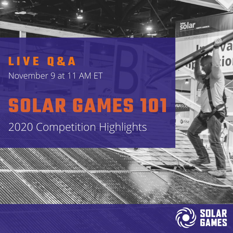 Intersolar_NA's tweet photo. Get behind-the-scenes details on the Solar Games from the people who know it best! Register to join us Nov. 9 at 11 AM: https://t.co/9BX1eK6B4Q #2021solargames #isnaesna21 https://t.co/KBI7WMATFf