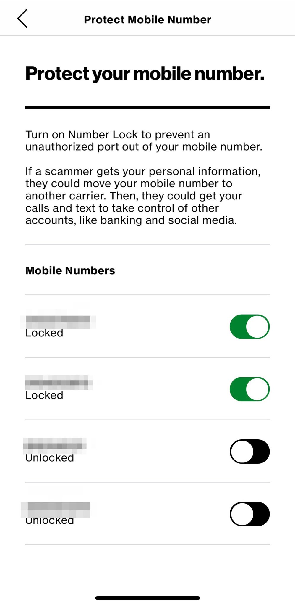 Rich DeMuro on Twitter: "Just found something called Number Lock in the  Verizon app. Sort of like a credit freeze but for your phone number so  scammers can't port it to another