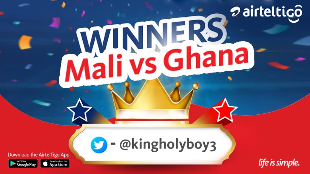 theatghana's tweet photo. Congratulations guys for predicting correctly before the start of 2nd half. 

Kindly DM us for your rewards. Checkout #MyBestOffer on *533# now &amp; choose a special offer made just for you.

#AirtelTigoMatchday #ARSCHE #FACup #Ghana #MALGHA #GHAQAT https://t.co/YVSVQ2wWfm