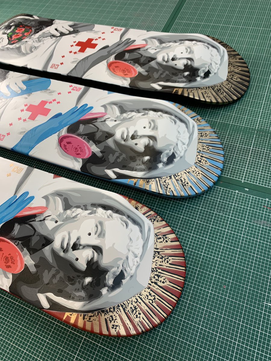 DS__ART's tweet photo. 💖➕Heal Mary➕💕
Spray paint on skate decks via 19 hand cut stencil layers.

Private commission but a printed run of 50 will be out before the end of the year. Register your interest by sending me a DM.

#urbanart #art #skateboard #stencilart https://t.co/zV307CaBkC