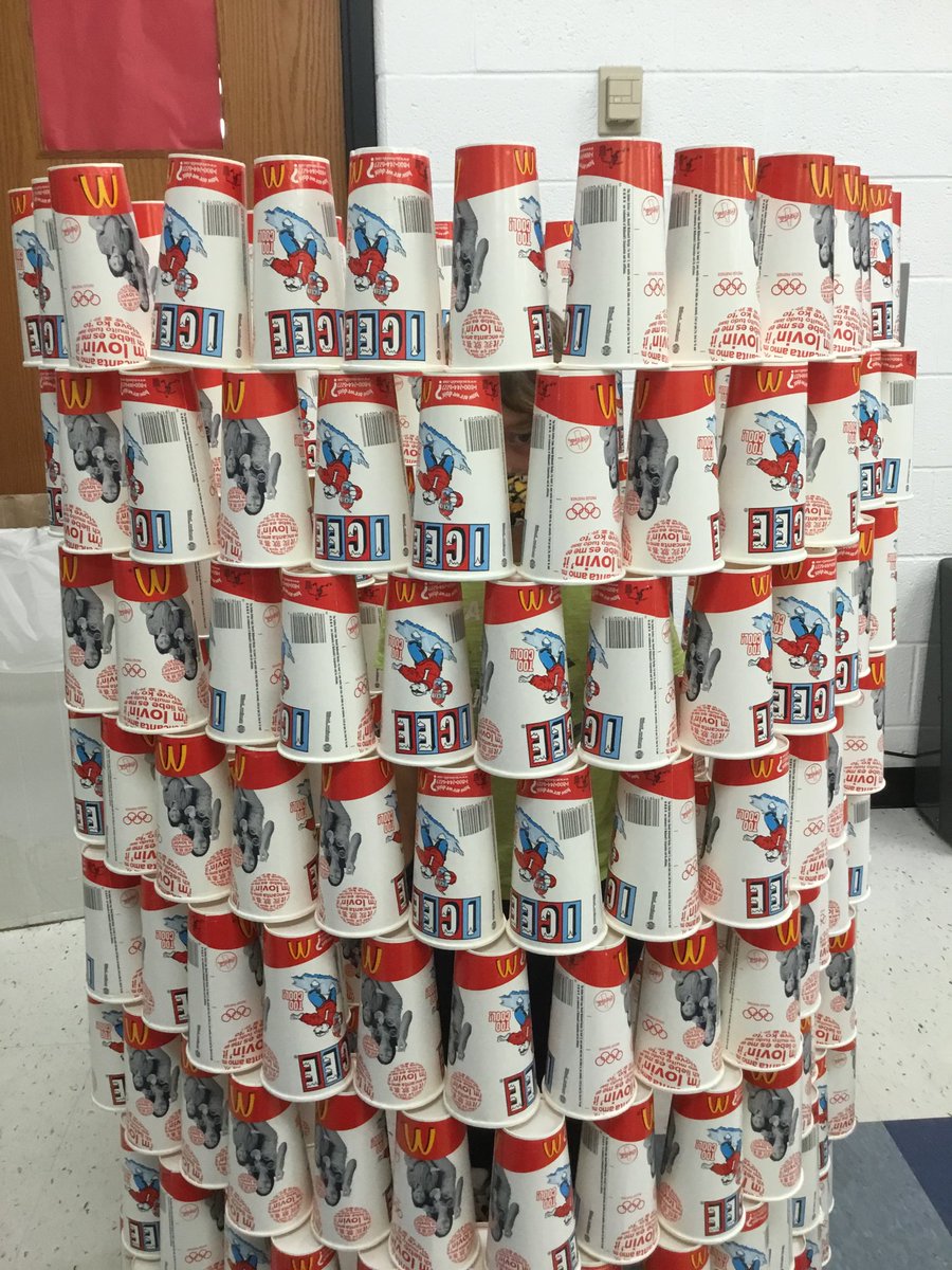 LittleBoltsSTEM's tweet photo. Can you see the student in the first picture? Ss working together to build giant cup towers! #elementarystem #littleboltslearn #ltownschools #thunderboltsflyworldclass #elementaryengineering https://t.co/Iwy53zWofE