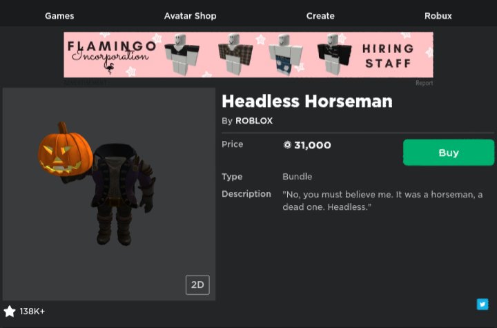 The Headless Horseman bundle in Roblox: How to purchase, pricing, and more