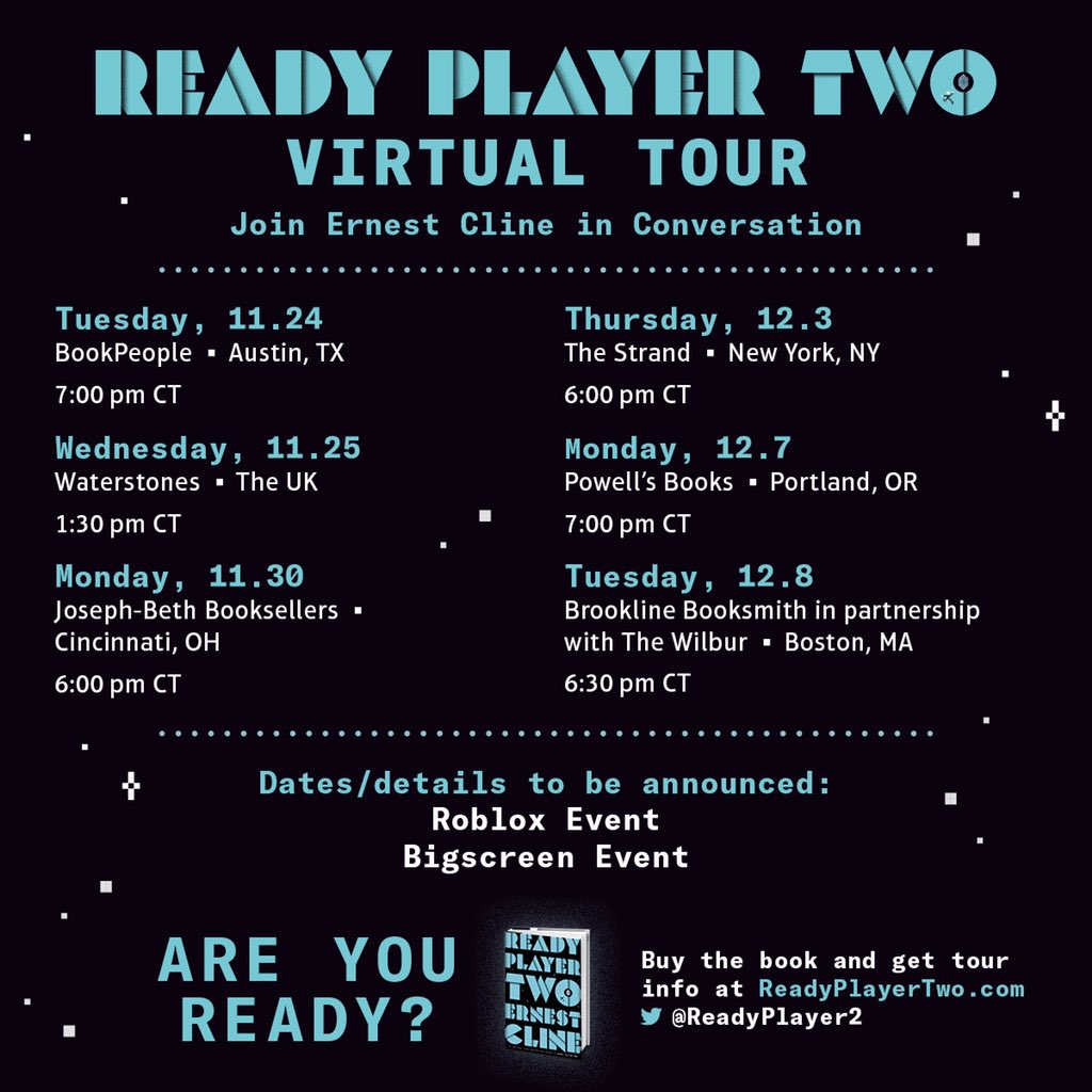 Ready Player Two On Twitter Exciting News Ernest Cline S Virtual Tour For Readyplayer2 Has Been Announced Here Are The Details