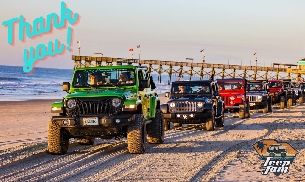 "𝗧𝗛𝗔𝗡𝗞 𝗬𝗢𝗨" for making the 3rd Annual Myrtle Beach Jeep Jam a huge success!🙌

To all of the Attendees, Sponsors, Vendors, Volunteers and Staff we could not have done it without each and every one of you.. We look forward to making 2021 even better !😎