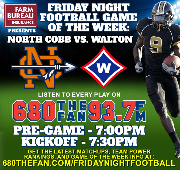680TheFan's tweet photo. Friday Night Football Beginning at 7pm on @680TheFan!
@NorthCobbHSFB vs. @walton_raiders
📻680AM/93.7FM
🔗https://t.co/b9gHoMcgrQ
📱Download The App
@680FNF #680FNF https://t.co/E5xBClmSQB