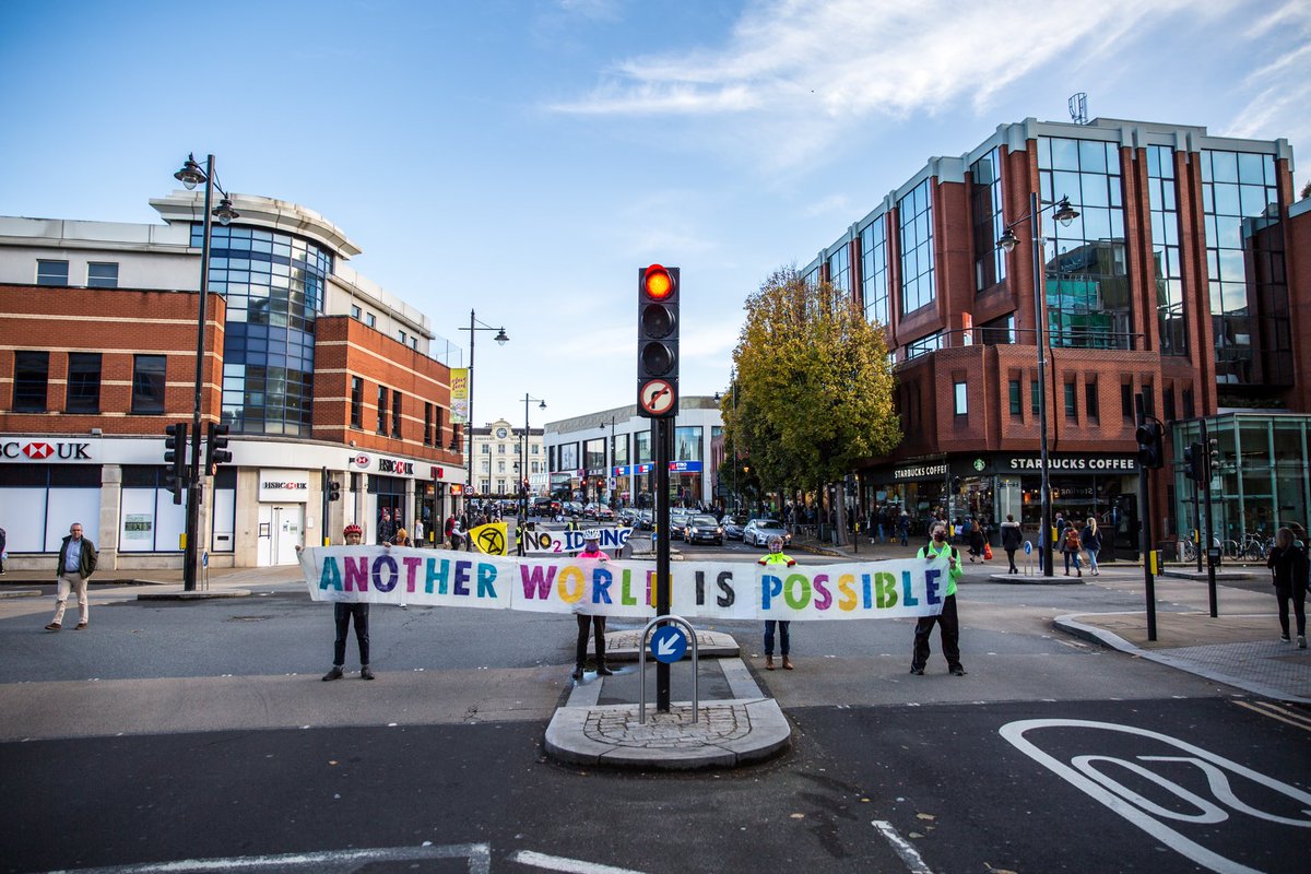 Thank you to everyone who came to our monthly clean Air cycle ride yesterday. We finished with a green man swarm in Wimbledon town centre  #Anotherworldispossible #No2idling