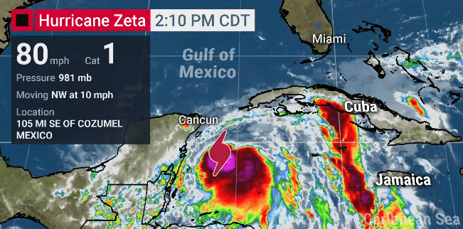 BREAKING: #Zeta is now a Category 1 hurricane. This is the 11th hurricane of the 2020 season.