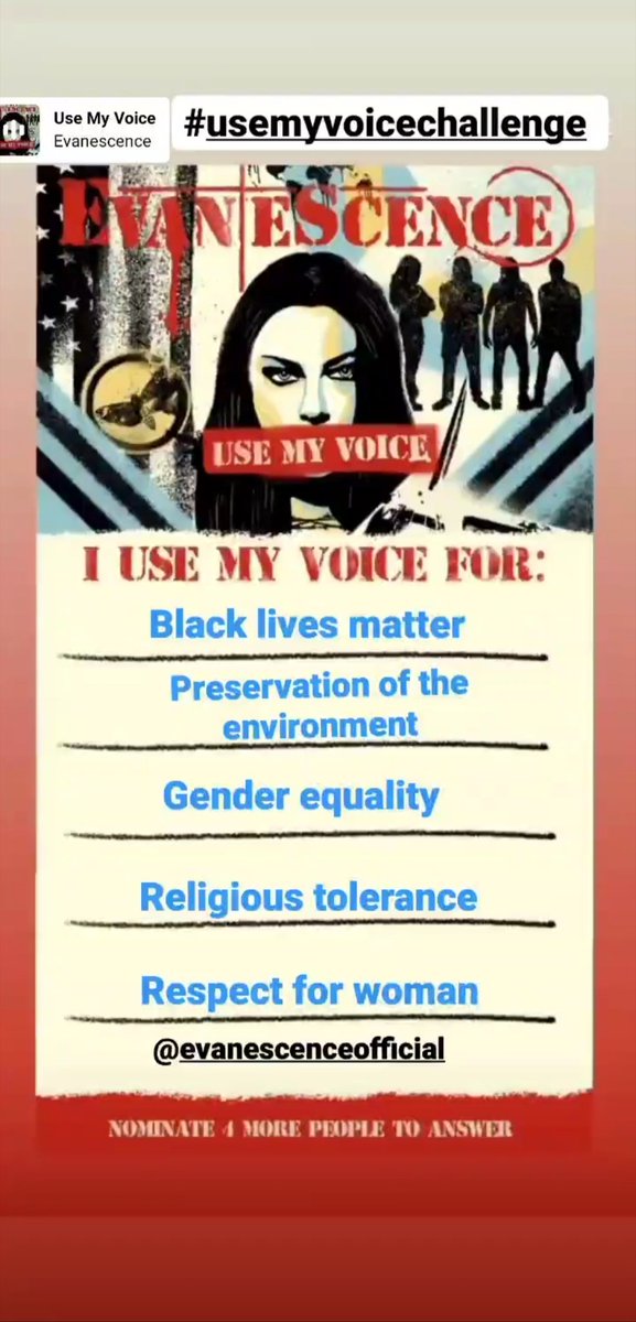LuluLuluzin's tweet photo. @evanescence @AmyLeeEV 

#UseMyVoiceChallenge ✊🏼✊🏼 https://t.co/kRaasgg5Si