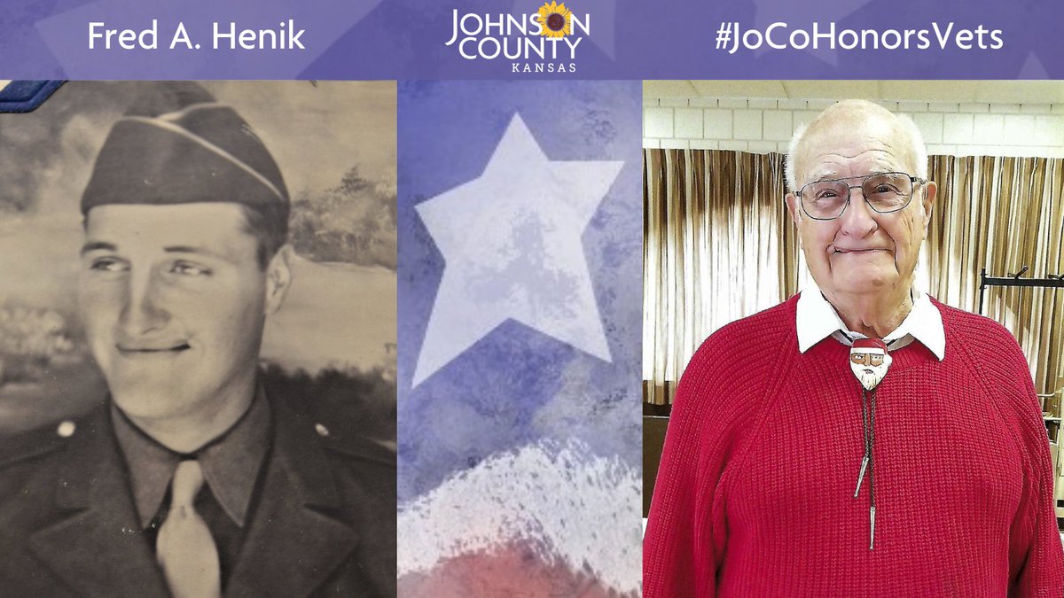 Meet Fred A. Henik who resides in  @CityofShawneeKS. He is a World War II veteran who served in the  @USArmy. Visit his profile to learn about a highlight of an experience or memory from WWII:  https://www.jocogov.org/dept/county-managers-office/blog/fred-henik  #JoCoHonorsVets 