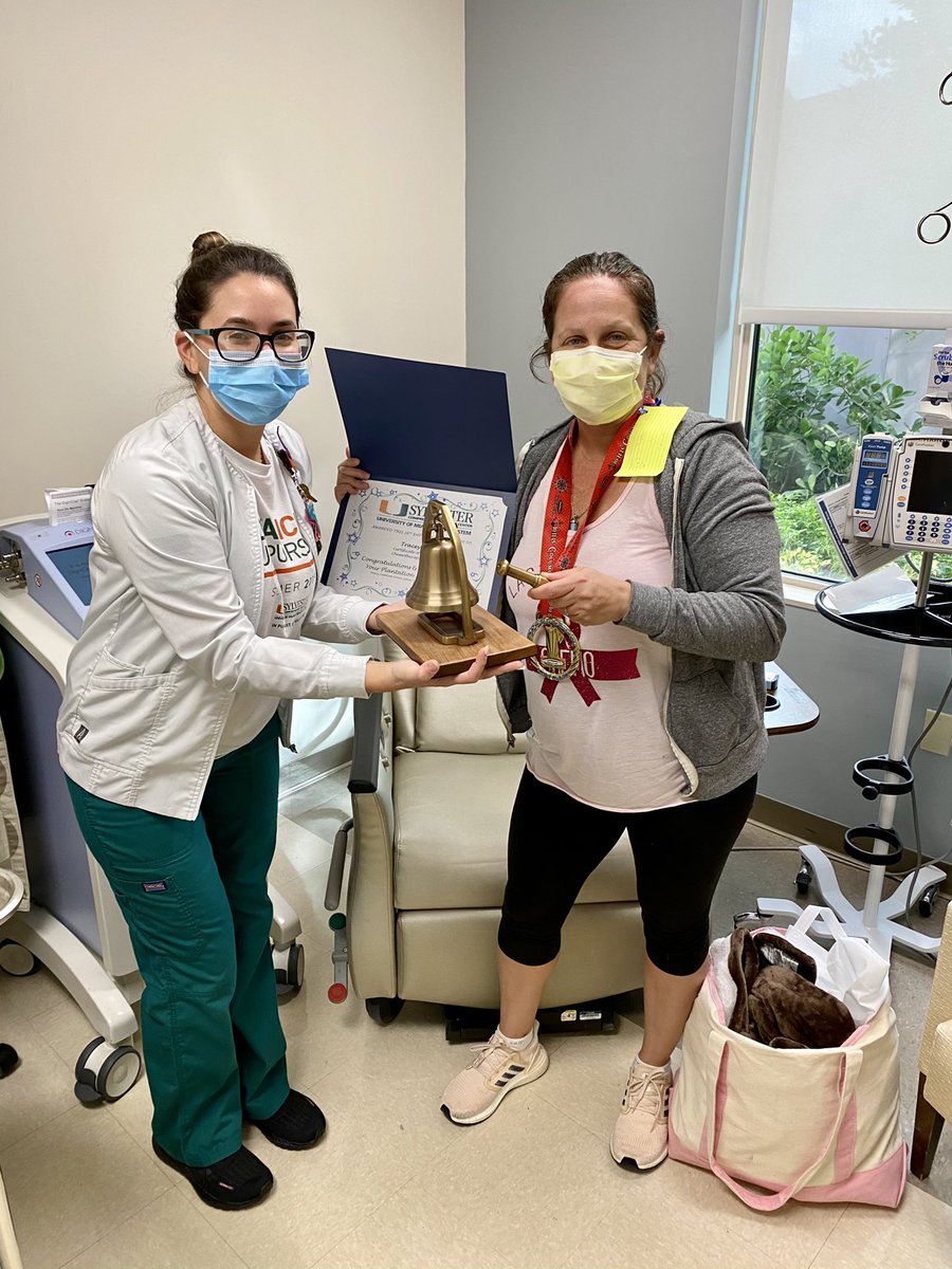 tceisen's tweet photo. @RiverboatRonHC I got to ring the bell today, too, after 16 rounds of chemo.  Congratulations to us! https://t.co/FubGG6itwC