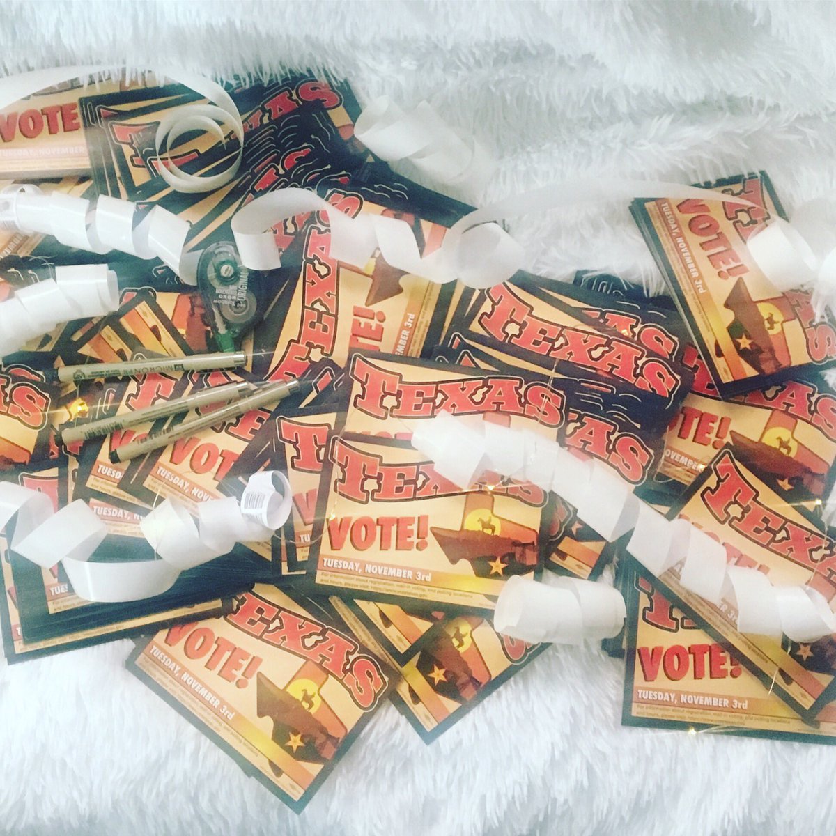 stacyi2000's tweet photo. 500 handwritten post cards. 500 post card stamps. 3 Micron pens. 1 roll of whiteout tape. 29 hours of writing. 40 minutes of stamping. All mailed today. And now, we vote. #PostcardsToSwingStates #Texas #Vote #NormalizeVoting https://t.co/cXazit22zR