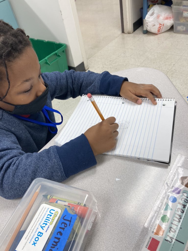 Kinderwright's tweet photo. We were artists in literacy today! Students practiced using shapes to draw a toy. Wow, I was so impressed! @ELeducation  #littleartists #mckinleykinder https://t.co/5IftUEtIra