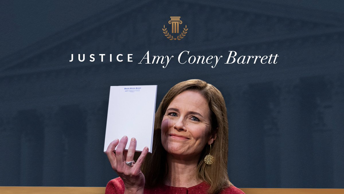 HouseGOP's tweet photo. Judge → Justice
 
Amy Coney Barrett’s confirmation is a victory for the Constitution and the rule of law. https://t.co/awH6KsfLmG