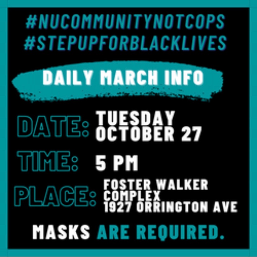 copsoutofNU's tweet photo. WEEK 3 LETS GOOOO tomorrow, october 27th, we’ll be having a brief march and then sitting in! meet up at foster walker complex at 5 PM. We’ll also have a coat &amp; winter clothing drive with our homies @FTP_Chicago bring ur extra gear so they can distribute to those who need it more! https://t.co/nn6p8NyMI0
