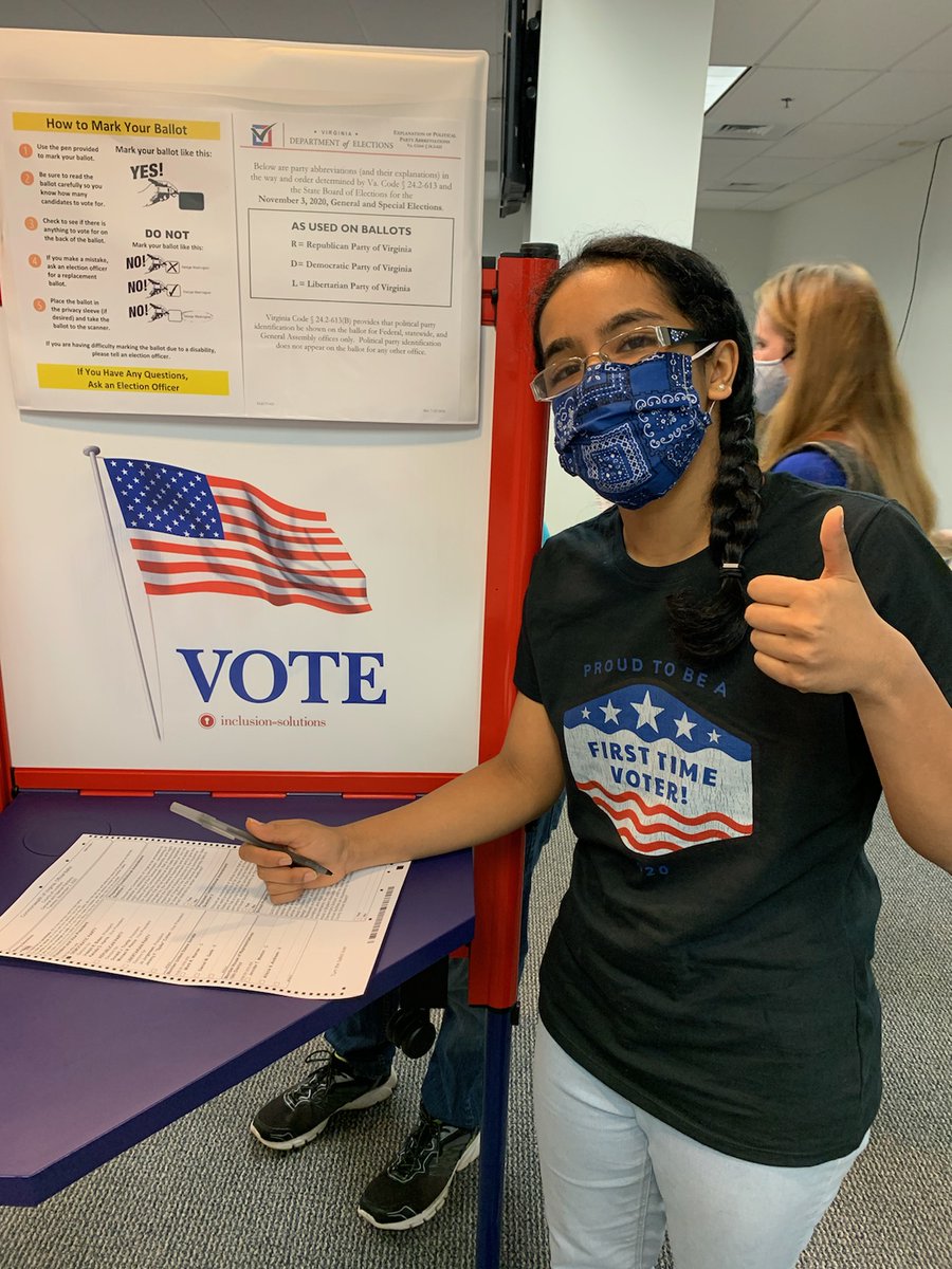 joinnest4's tweet photo. Voting isn't just our right, it's our responsibility! Our co-founder Shreyaa Venkat has done her #civicduty by voting for the 1st time in the #2020Election! 🇺🇸  #YoungVoters have the power to transform our country for the better! #NEST4US #FirstTimeVoter #Vote2020 #FuelTheVote https://t.co/dK18vYbeKo