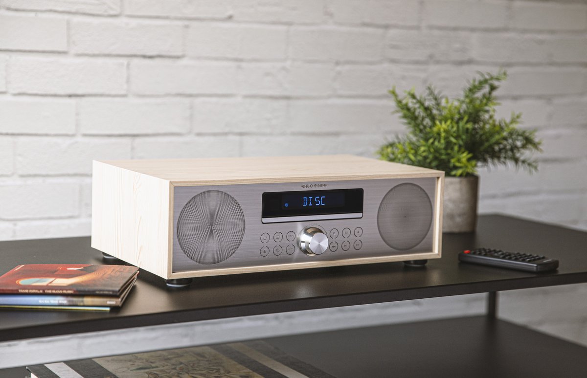 Inspired by 1970’s rock music, we used a rich wood grain to create a modern silhouette that would look just as good on a dorm room night stand as it would on an office desk at the law firm.  Now available in natural &amp; walnut finishes. #crosleyradio #radio #fleetwood #CDplayer