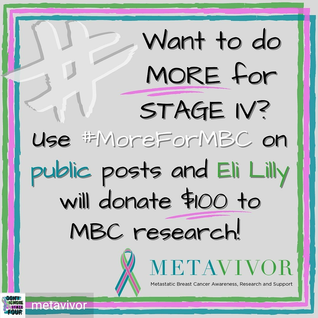 radfoodgirl's tweet photo. #MoreforMBC and #elililly will donate $100 to Metastatic Breast Cancer research
Also make sure to get your mammogram!
#metavivor https://t.co/VRS8eKWr7N
