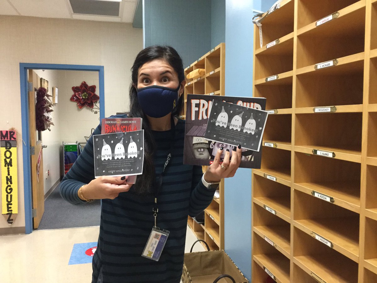 AHH, the teachers of Mead Elementary are getting Boooked by their Librarian. Open your book and share, but only if you DARE 👻🎃🍁