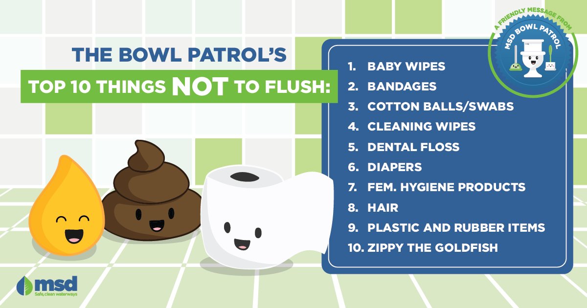 louisvillemsd's tweet photo. Not sure what to flush? Then doublecheck this list before you pull that lever :

✔️Is it pee?
✔️Is it poo?
✔️Is it toilet paper?

Answer yes to any of those? Flush away? None of them? #DoNotFlush! Keep your #FlushGame simple and #Sticktothe3Ps to help keep #safecleanwaterways! https://t.co/VNU49x81YY