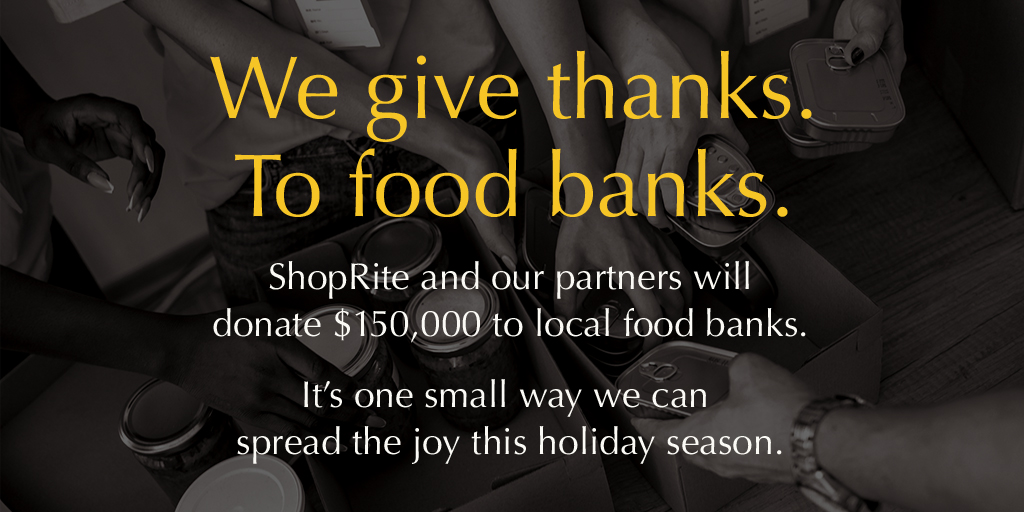 ShopRiteStores's tweet photo. Food banks deserve our thanks. ShopRite and our partners will donate $150,000 to local food banks. Click to learn more >> https://t.co/6zojU82Kae #EssentialThanks https://t.co/WPh6h3Hzp9