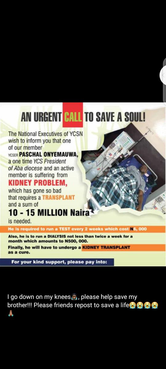deveronicalsem1's tweet photo. Plz my Twitter family,we need your help..
Plz no amount is small.
Let's retweet aggressively
Let's save Pascal's life.#constitutionalmoment #SendADM #AMAs #zlatanibrahimovic #zlatan #Amanotes #endinjustice #EndSars #EndBadGovernmentinNIGERIA https://t.co/jZlFzSbjvC