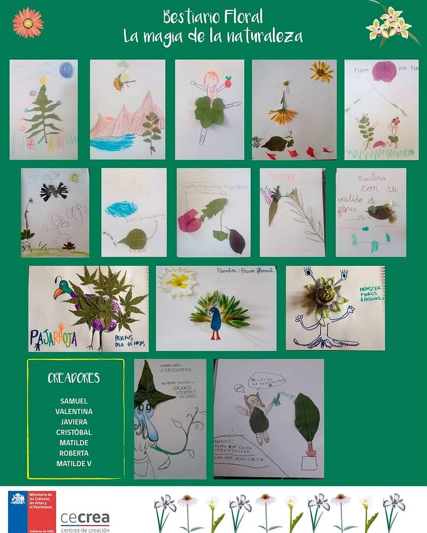 Aquí están algunas creaciones que han desarrollado los niños y niñas de nuestro laboratorio de los días sábados.... La magia de la naturaleza permitió este compilado de bestias florales creados a partir de flores 🌻  y hojas 🌿  obtenidas por el proceso de prensado.