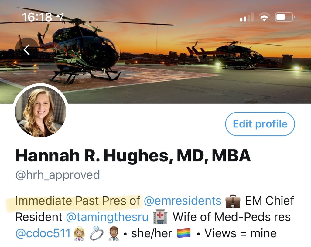 hrh_approved's tweet photo. Title change OFFICIAL! Serving as EMRA’s President has been *the* most difficult AND rewarding thing I’ve ever done.

Humbled to have learned from so many, from med students to Presidents of other orgs. THANK YOU to my program, my #EMRAfamily, &amp; *esp* my husband for the support! https://t.co/Mh5FhgeYfe
