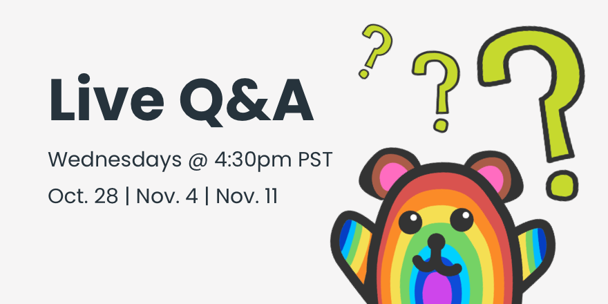 Seesaw's tweet image. Bring your questions! We're ready to help.

Join us for live Q&amp;amp;As each Wednesday at 4:30pm PST through November 11th.

Register here: bit.ly/SeesawQandA

#Seesaw #SeesawChat #edtech #edtechchat
