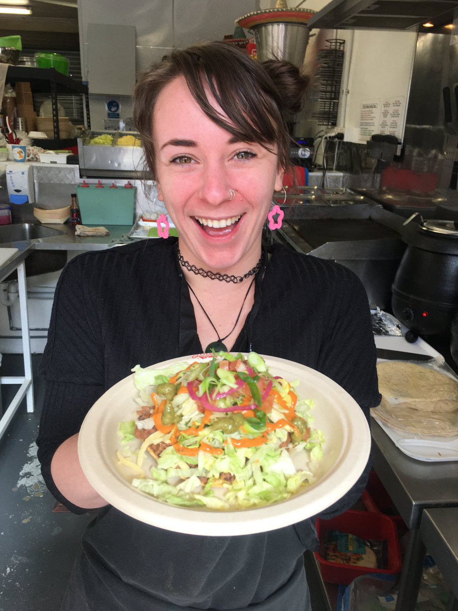 This may be our LAST TUESDAY, but the boys are still working magic in the kitchen—and there’ll be a DIFFERENT SPECIAL EACH DAY THIS WEEK. 😲

Today’s special, presented by our amazing “Kitchen Ninja” Kat: TOSTADAS!! 😛

We’re open from 11am until Sell-Out, so get movin’ folks! 🤠