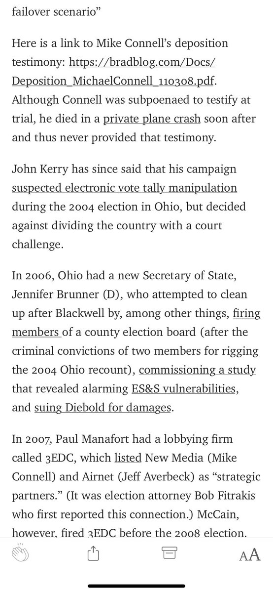 I discuss the 2004 election in Ohio—and Kerry’s concerns about that election—here. All sources are linked. 3/  https://link.medium.com/yFMgIDAiUab 