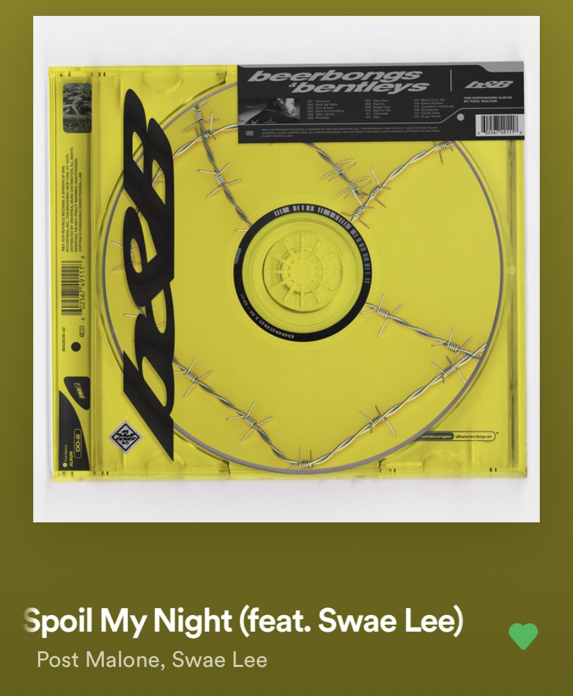 track two “spoil my night”a club/party track it’s fun and does what it needs to has a good vibes all around swae Lee showed up well for the hook and post certainly delivers on his verse “I ain’t even seen her face but she got beautiful boobies
