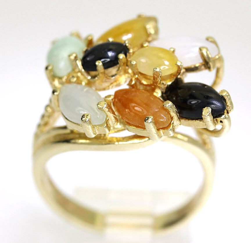 EmpirePawn's tweet image. Gorgeous fall colors in a pretty cocktail ring! 4.40CT marquise oval onyx, jade, citrine, and carnelian quartz ring set in 14K yellow gold marquise oval (Size 10 but can be resized). So affordable, too! #fallring #cocktailring #falljewelry #autumnjewelry ow.ly/MGDb30rh2nf