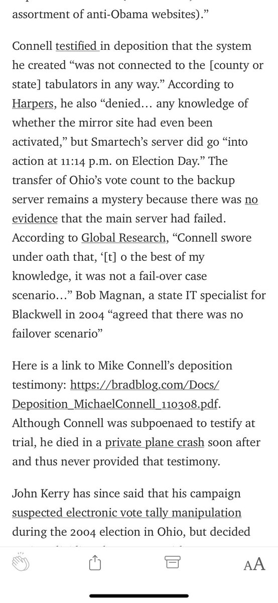 Karl Rove was sued for allegedly arranging the theft of the 2004 election, but the key witness died in a private plan crash just before he was to testify at trial. 6/