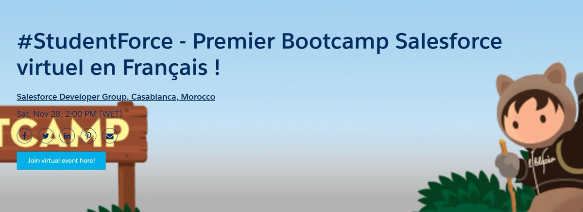 houssamsaoudy's tweet photo. #StudentForce - First virtual Bootcamp #Salesforce in French with @casasfdevgrp ! Registration : https://t.co/lrUCEKjg1u https://t.co/GmL9ZvA7Tw
