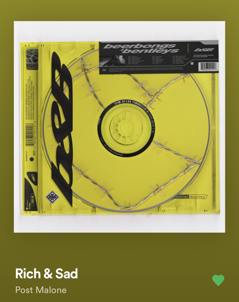 track three “rich & sad”rich & said is in my personal top three favourite on the album post really does what he does best and that’s catchy hooks whilst also speaking about how money doesn’t mean happiness, an underrated post malone song in general imo