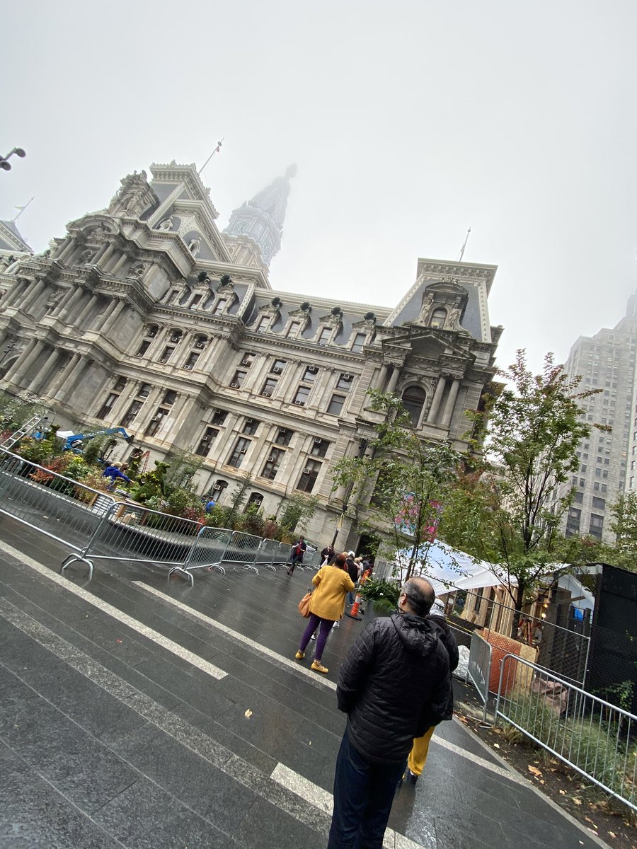PEMammen's tweet photo. Hi Rep @AOC,
#SwingState voter here. Just spent 3.5 hrs in line on a misty cold day to vote early. Luckily #PhillySpirit kept me cozy w DJs, cellists/violinists, art & snacks.
Here’s hoping our #CivicDedication is stronger than #disenfranchisement.
#StayStrong #VOTE 💪🏽 https://t.co/kkJXTLWSaP