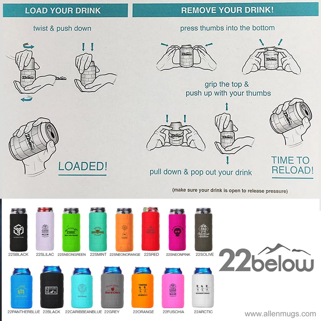 AllenColorCraft's tweet image. NEW Made In The USA insulated can sleeves from 22Below. Slim or standard can sleeves designed to trap in cold, block out heat and keep your hand warm and dry. allenmugs.com  #promotionaldrinkware #promotionalproductssupplier #22below #welcometotheweekend #madeintheusa