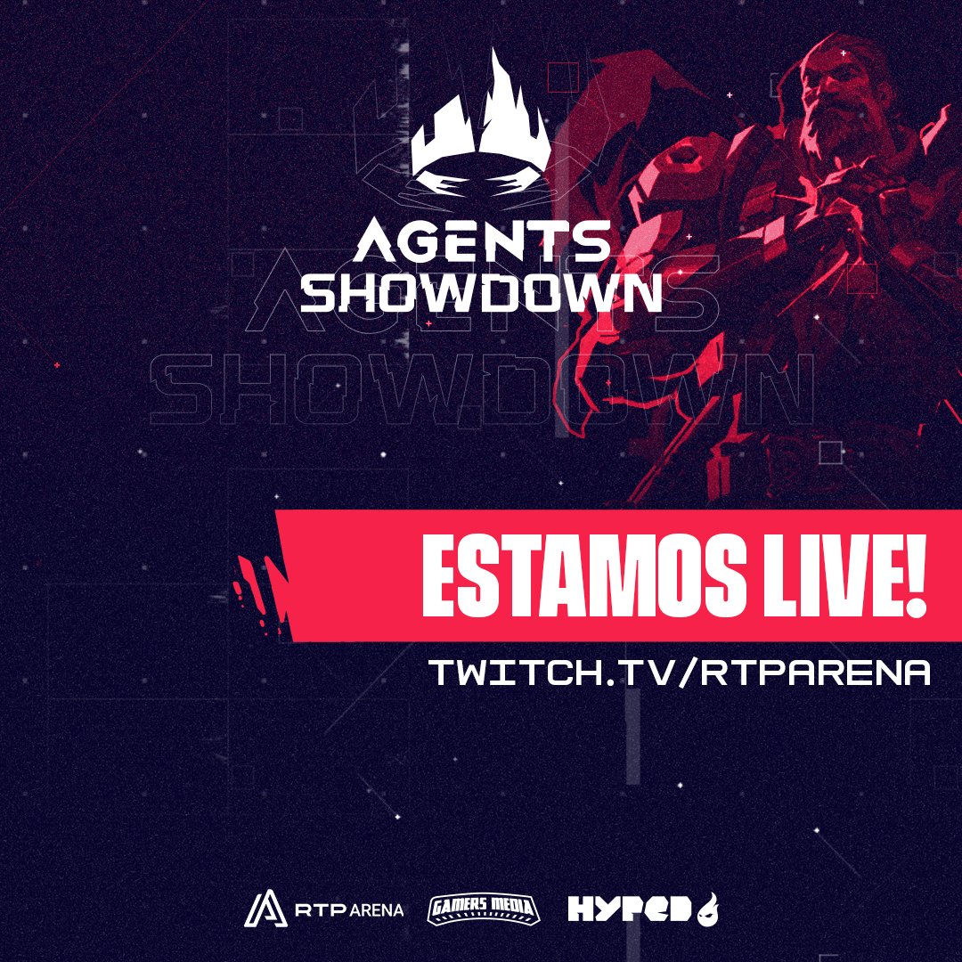 👑 Está prestes a começar mais uma edição do Agents Showdown <a href="/PlayVALORANT/">VALORANT</a> #3!

🎙 <a href="/m0oVe/">Moove</a> &amp; <a href="/commanderbonny/">João D'Sousa Antunes 🤠✍️</a> 

📺 twitch.tv/rtparena